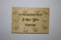 10 Reasons I Love You Plywood Plaque